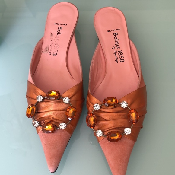 Bolajiz 1858 pink/salmon mules - Picture 2 of 8